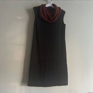 Land’s End Women’s Sweater Dress 100% Merino Wool Cowl Neck Size M Dark Brown